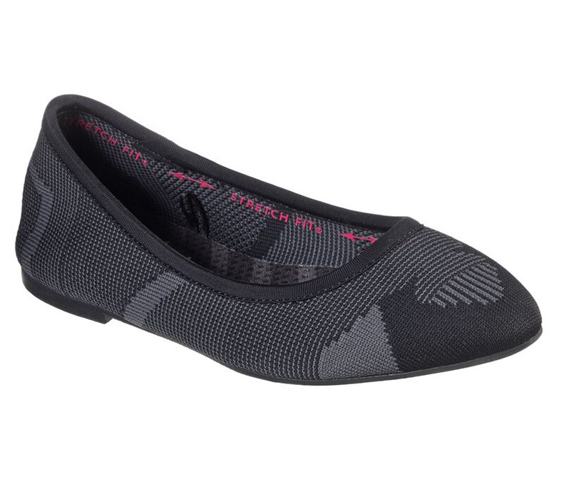 Skechers Cleo - Wham - Womens Flats Shoes Black/Grey [AU-GF1119]